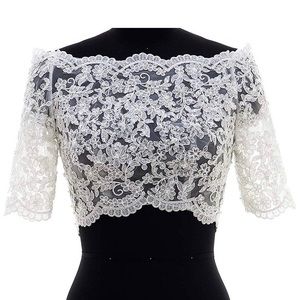 Ivory wedding bolero off the shoulder topper